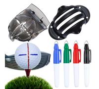 6 rotuladores de pelota de golf, plantilla de pelota de golf, herramienta de marcado de pelota de golf con rotulador, clip de triple línea, ayuda de alineación de pelotas de golf para amantes del golf