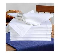 6 servilletas de lino blancas de tela de lino de algodón (50 x 50 cm)