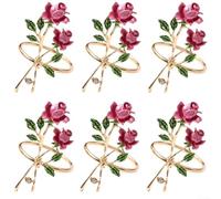 6 servilleteros de flores de rosa, diseñados para uso en bodas y mesa de comedor, elegante soporte para servilletas para crear un sofisticado ajuste de mesa