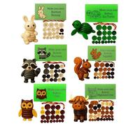 6 set Craft Buttons For Crafting - Highland Cow Bunny Owl Raccoon Turtle Squirrel | Button Ornament Craft Kit - Make Your Own Christmas Decorations | Hanging Ornaments For The Home Bedroom Door Window