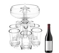 6 Shot Glass, Party Drink Dispenser with 6 Shot Glasses and Holder Set, Drinks Tipple Cocktail Beer Dispenser, Acrylic Touchless Shot Pourer for Beverage, Liquor, and Cocktai, Home Bar Accessories