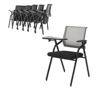 6 sillas ergonómicas de malla de respaldo alto con brazos para tableta, asientos de conferencia y recepción para reuniones, salas de espera y áreas de invitados, diseño cómodo y que ahorra espacio