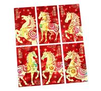 6 sobres de dinero con temática de caballo de dibujos animados para manualidades, zodiacos chinos 2026, suministros decorativos de embalaje de regalo, diseños de caballos de dibujos animados, paquetes