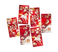 6 sobres rojos para dinero del Año del Caballo 2026 de la suerte, bolsa de papel para la celebración del Año Nuevo chino, paquete rojo