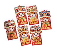 6 sobres rojos para dinero del Año del Caballo 2026 de la suerte, bolsa de papel para la celebración del Año Nuevo chino, paquete rojo