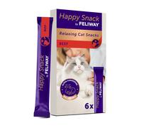FELIWAY Happy Snack Sabor Ternera - Deliciosos y cremosos premios calmantes para Gatos (6 Sobres). Ayuda a los Gatos a sentirse más tranquilos y a Mejorar vuestro vínculo.