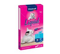 Vitakraft Liquid Snack, Snack cremoso para Gatos, con salmón y ácidos grasos Omega 3, en bolsitas Individuales, para una Piel Sana (1 Paquete de 6X 15g)
