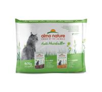 Almo Nature Functional Anti Hairball - Comida Húmeda para Gatos - Ayuda a Prevenir Bolas de Pelo - Multipack Buey y Pollo - 6 x 70g