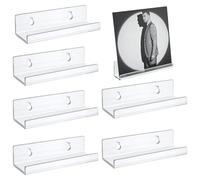 6 soportes acrílicos para discos de montaje en pared, estantes acrílicos de 10 cm de largo, estante flotante de exhibición de 4 pulgadas, estante de exhibición de arte para habitación de niños, hogar