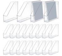 6 soportes de acrílico transparente para revistas, organizador de escritorio de plástico con asa, básicos, revistero vertical, carpeta de escritorio, organizador de almacenamiento de documentos para
