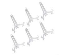 6 soportes de plástico ajustables para platos, marcos de fotos, obras de arte y cuencos con diseño plegable (4 pulgadas)