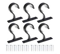 6 soportes multifuncionales para barra de cortina con tornillos para una mejor organización del hogar (negro)