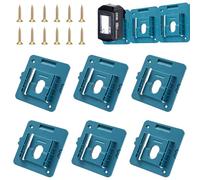 6 soportes para batería Makita de 18 V, 14,4 V/18 V, soporte para batería con tornillos, color azul, soporte para batería, compatible con BL1860 1850 1840 1830 1820 1815 (con 12 Schra