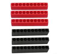 6 soportes para brocas de 10 agujeros para destornillador hexagonal de 1/4 pulgadas, organizador de almacenamiento de destornilladores de plástico, compatible con brocas, negro y rojo