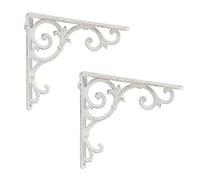 6 Soportes para estanterías Antiguos de Hierro Fundido, Adornos barrocos para estantes, Estilo Vintage, Color Blanco