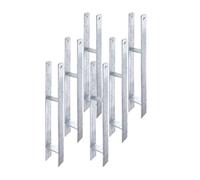 6 soportes para postes en H siwitec | Grosor del material 5 mm | Longitud 600 mm | Ancho 121 mm | Galvanizado en caliente | Anclaje de postes para hormigón con marcado CE