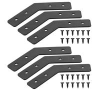 6 soportes planos de metal para madera, soportes planos de 135 grados, resistentes, conexión plana, unión, fijación, reparación, soportes negros para muebles (135°)