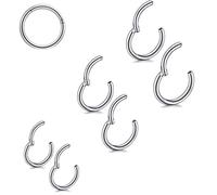 6 Stk 6/8/10 mm 16G Acero Inoxidable Nasal Hoop Mujer Hombre Septum Clicker Ring Nasal Set Oreja Labios Piercing Labio Cartílago Pendientes de aro para Hombres Mujeres, Acero inoxidable