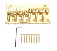 6 String Electric Bass Bridge, Zinc Alloy Fixed Bass Bridge Replacement with Thick Back Design and Adjustable Saddles for Vintage - Style 6 String Bass Guitars (Oro)