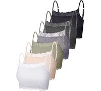 6 Sujetadores de Tirantes de Encaje Top de Bralette de Medio Corto Camisetas sin Mangas para Cubrir Escote para Mujer (M)