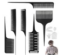 6 Tamaños Peine Mechas Kit Pettine Balayage Set Mechas Comb Pelo Peines De Peluqueria Profesional Antiestático Herramienta De Peinado Para Peluquería, Tejer, Corte, Mechas Ombré Hombres Mujeres Negro