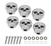 6 tapas de afinación de guitarra Yootones con forma de calavera, compatible con guitarra folk, eléctrica y acústica (plateado)