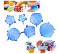 6 tapas elásticas de silicona - adapta a varios tamaños y formas de contenedor, expandibles, reutilizables, duraderas - Bonus 3 Ps reutilizables de silicona para botellas de cerveza y vino