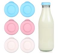 6 tapas para botellas de leche de cristal, tapas de repuesto coloridas para botellas de leche de vidrio, tapas de silicona reutilizables, tapas de silicona