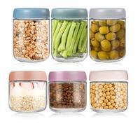 6 Tarros Cristal 300/480ml con Tapa Rosca, Frascos Vidrio Reutilizables & Apilable, Vasos Yogurtera Prueba Fugas para Yogur, Gachas, Avena Durante Noche, Ensalada,Cereales,Mermelada,Budines Conservas