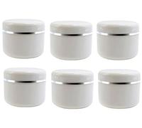 6 tarros de plástico blanco para maquillaje con tapa de rosca y forro de polipropileno para viajes, contenedor de almacenamiento para sombra de ojos, crema, loción y bálsamo labial (50 g/1.7 oz)