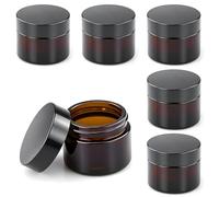 6 tarros de vidrio ámbar de 50 ml, tarros de cosméticos con tapas, recipiente de loción, macetas de vidrio vacías, recipientes de cosméticos de viaje marrones para maquillaje, muestras, uso de viaje