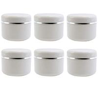6 tarros vacíos de plástico blanco para maquillaje con tapa de rosca y forro de polipropileno para viajes, contenedor de almacenamiento para sombra de ojos, crema(100 g/3.4 oz)