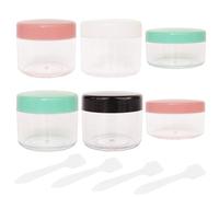 6 tarros vacíos de plástico para cosméticos, 10 ml y 20 ml, pequeñas macetas de muestra, recipientes de viaje transparentes con tapas, espátulas para maquillaje en crema