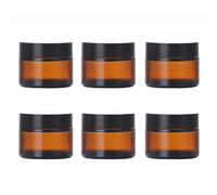 6 tarros vacíos redondos de cristal ámbar para cosméticos, recipientes de muestra con revestimiento interior y tapas negras para crema, bálsamo labial, mantequilla corporal y otros (5 ml/0,16 oz)