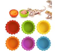 6 tazas de agua con cresta de geco para reptiles, cuenco de agua colorido para dragón barbudo, accesorios de acuario para tortugas, cangrejos, animales pequeños, Ling