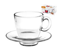 6 Tazas De Cappuccino Con Plato Aqua Cc 21,5 Transparente Pasabahce