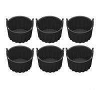 6 tazas de silicona aptas para alimentos, para uso en freidoras, no exteriores, resistentes al calor hasta límites de alta temperatura (negro)