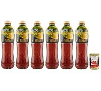 6 té helado Fuze Tea, sin azúcar, limón, té negro con una nota de limoncillo, refrescante, sin alcohol, botella de PET desechable de 1,25 L + lata italiana gourmet Polpa di Pomodoro de 400 g