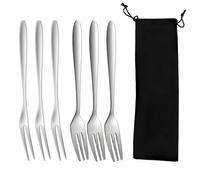 6 Tenedores Para Cubiertos De Acero Inoxidable Y 1 Bolsa Para Cubiertos, Tenedores Para Frutas, Tenedores Para Postre, Tenedores Para Comida, Herramientas Para Hornear, Utensilios De Cocina