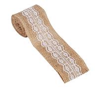 6 tipos de cinta de arpillera de Yute Natural con encaje blanco, decoración artesanal para fiesta de boda de estilo rústico (6)
