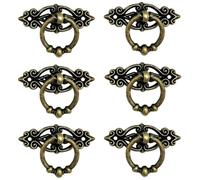 6 tiradores de anillo antiguos con tornillos, estilo vintage, para puertas de armarios, cajones, de latón envejecido, estilo retro