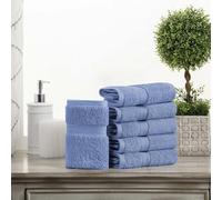6 toallas faciales de algodón egipcio, ultrasuaves, esenciales, gruesas y esponjosas, absorbentes, de gran peso, para baño de invitados, hotel, spa, baño en casa o ducha, plateado, azul vaquero