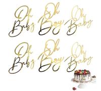 6 toppers Oh Baby Cake Topper,Babyparty Deko,Kuchen Topper Babyparty Tortendeko Gold Acryl,Boy or Girl Ducha Caketopper personalizado,Windeltorte Gender Reveal Partydeko KuchenTopper para Baby Shower