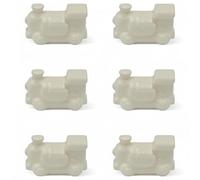 6 tren de cerámica con imán (4,5 cm), bombonera, marcador de sitio (blanco)