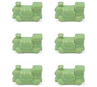6 tren de cerámica con imán (4,5 cm), bombonera, marcador de sitio (verde claro)