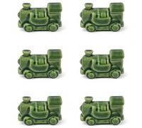 6 tren de cerámica con imán (4,5 cm), bombonera, marcador de sitio (verde oliva)