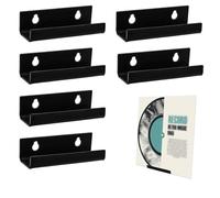 6 Uds 10cm Soporte para Discos de Vinilo, Acrílico Estante para Discos de Vinilo con Tornillos y Anclajes para Tornillos Soporte para Pared Discos de Vinilo para Exhibir CD (Negro)