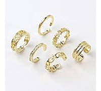 6 Uds Anillo De Oro Ajustable para El Dedo del Pie para Mujer Niña Nudo Inferior Simple Nudillo Apilable Anillo De Cola Abierta Banda Joyería De Pie Hawaiana