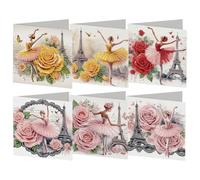 6 uds animales de Ballet fe diamante arte Festival tarjeta artesanal Rinestone bordado artes manualidades Kit de tarjetas regalo de cumpleaños para un amigo