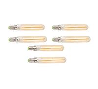 6 Uds Bombilla de Tubo LED 4W E14 2300K Bombillas de Lámpara de Luz Tubular T20x120 220-240V para Iluminación del Hogar (Oro)